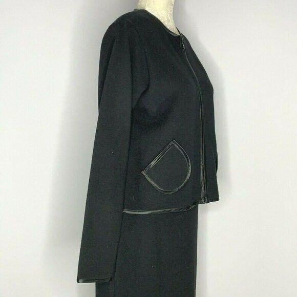 Vtg Doncaster Pencil Skirt Suit M Black Wool - Picture 3 of 9